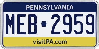 PA license plate MEB2959