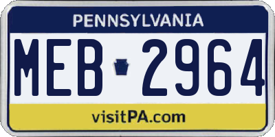 PA license plate MEB2964