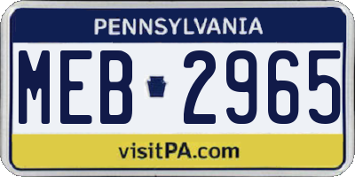PA license plate MEB2965