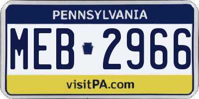PA license plate MEB2966