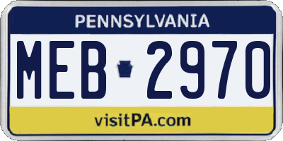 PA license plate MEB2970