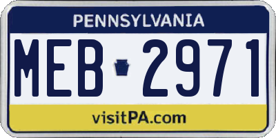 PA license plate MEB2971