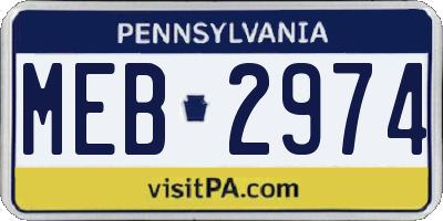 PA license plate MEB2974
