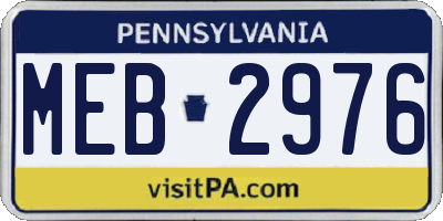 PA license plate MEB2976