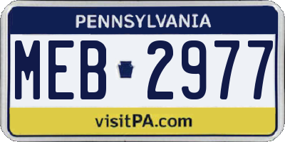 PA license plate MEB2977
