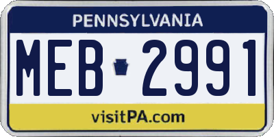 PA license plate MEB2991