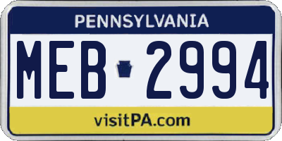 PA license plate MEB2994