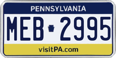 PA license plate MEB2995