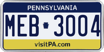 PA license plate MEB3004