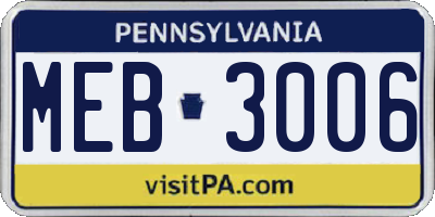 PA license plate MEB3006