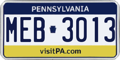 PA license plate MEB3013