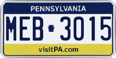 PA license plate MEB3015