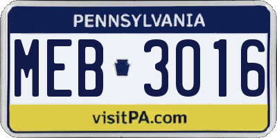 PA license plate MEB3016