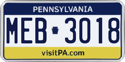 PA license plate MEB3018
