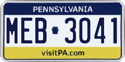 PA license plate MEB3041