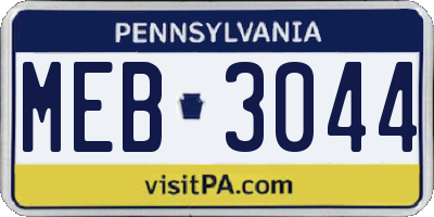 PA license plate MEB3044