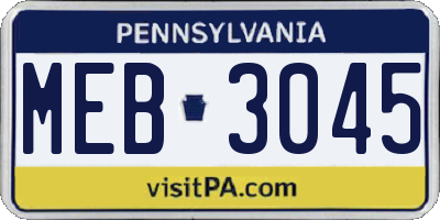 PA license plate MEB3045