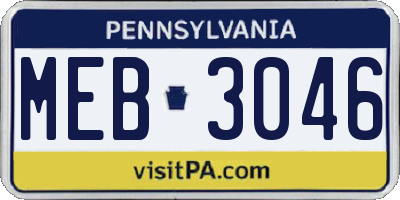 PA license plate MEB3046