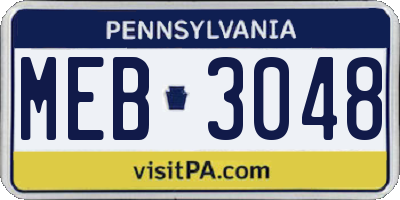 PA license plate MEB3048