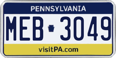 PA license plate MEB3049