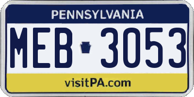 PA license plate MEB3053