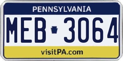 PA license plate MEB3064