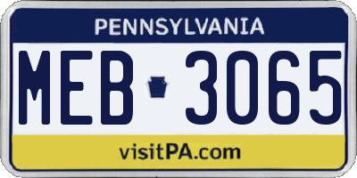 PA license plate MEB3065