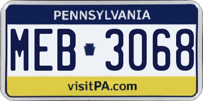 PA license plate MEB3068