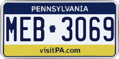 PA license plate MEB3069