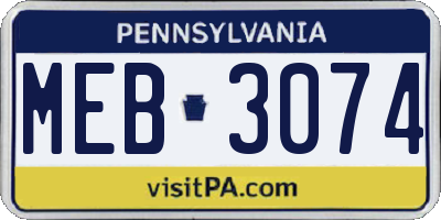 PA license plate MEB3074