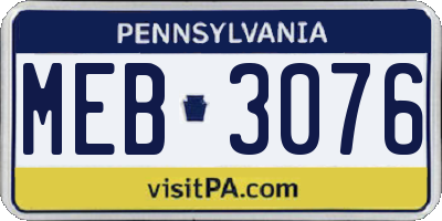 PA license plate MEB3076
