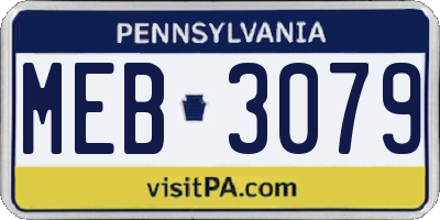 PA license plate MEB3079