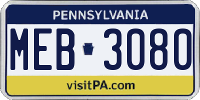 PA license plate MEB3080