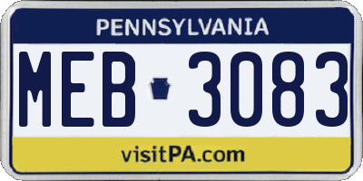 PA license plate MEB3083