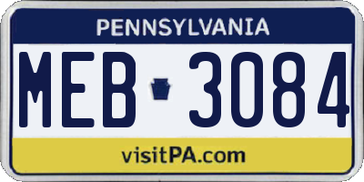 PA license plate MEB3084