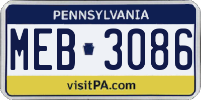 PA license plate MEB3086