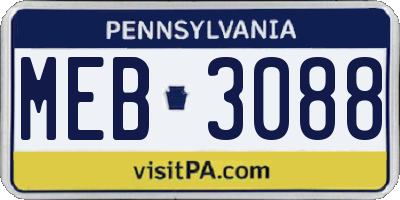 PA license plate MEB3088