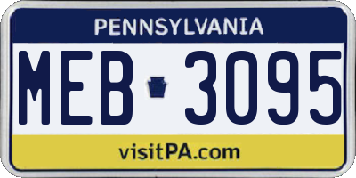 PA license plate MEB3095