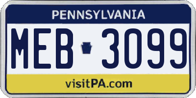 PA license plate MEB3099