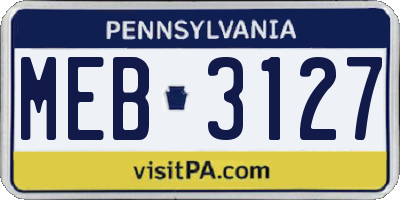 PA license plate MEB3127