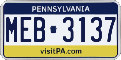 PA license plate MEB3137