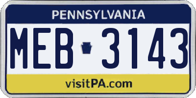 PA license plate MEB3143