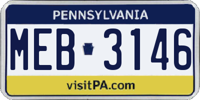 PA license plate MEB3146