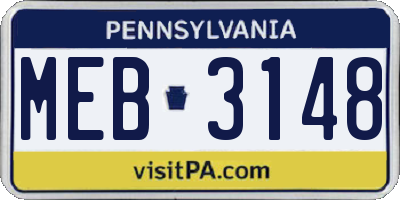 PA license plate MEB3148