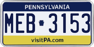 PA license plate MEB3153