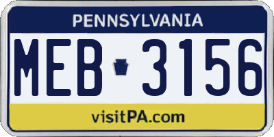 PA license plate MEB3156