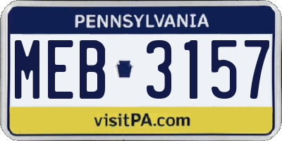 PA license plate MEB3157