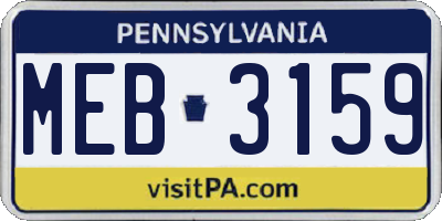 PA license plate MEB3159