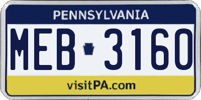 PA license plate MEB3160