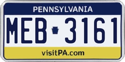 PA license plate MEB3161